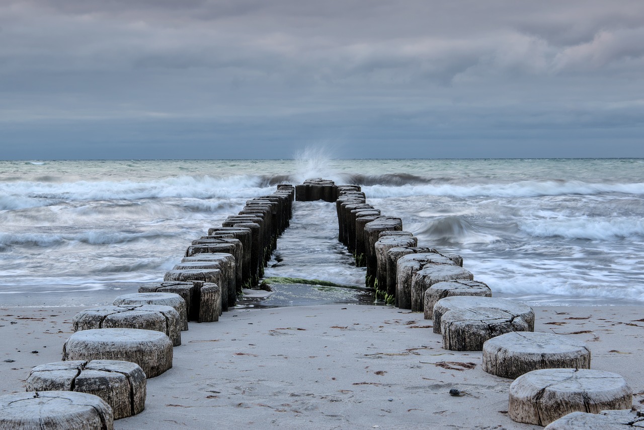 to stage, surf, breakwater